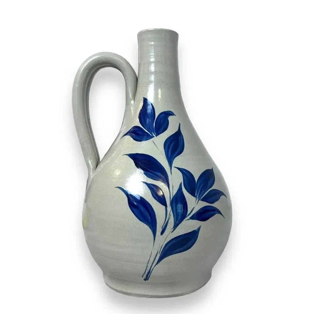 Williamsburg Pottery Lamp Base Only Yorktowne Salt Glaze Stoneware Jug Floral